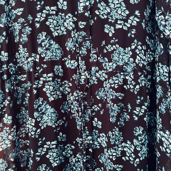 Saloni Izzie Dress Maxi Silk Chiffon Floral Print Semi Sheer Long Sleeve Size 2 - Picture 4 of 15